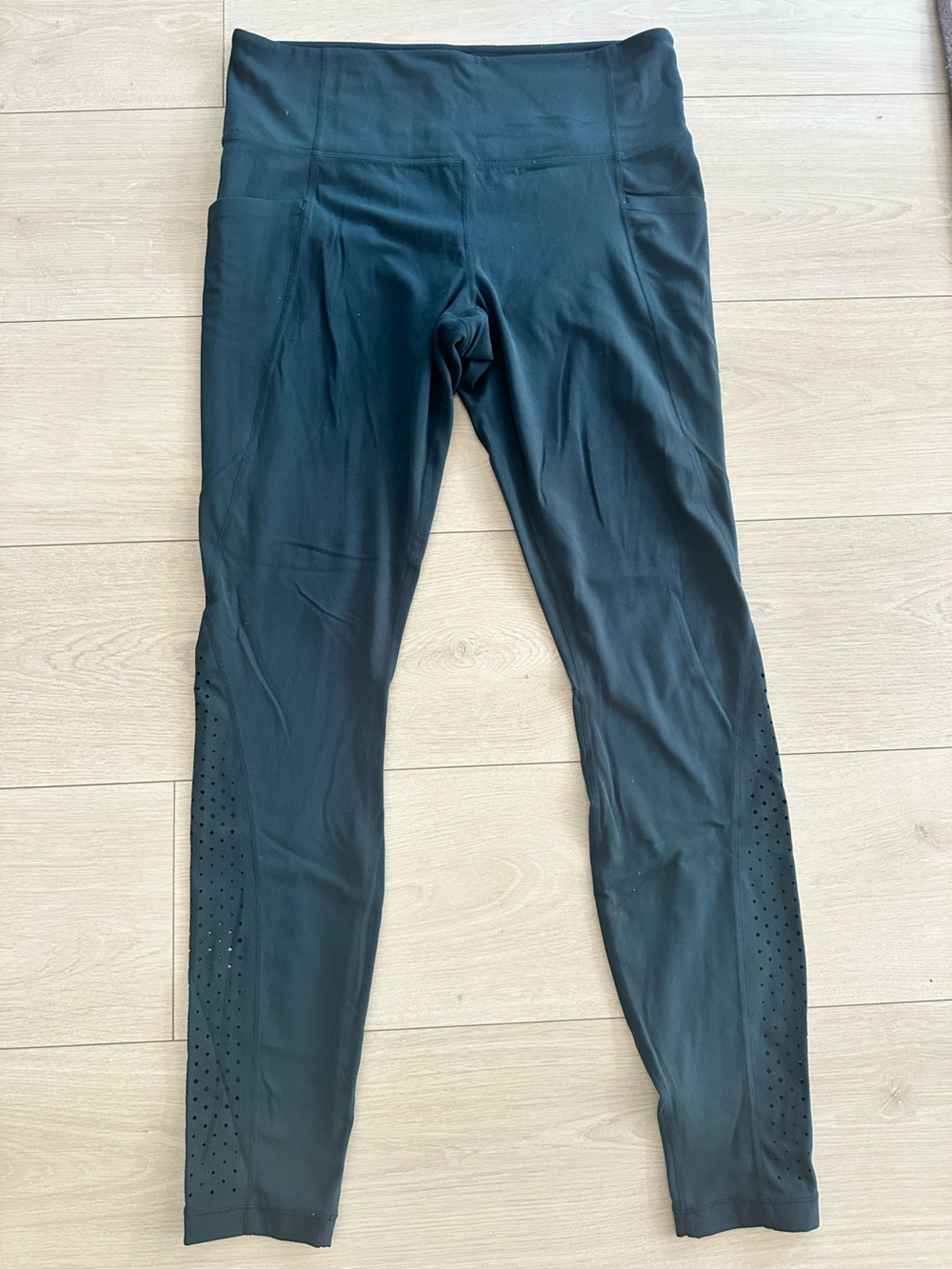 Athleta Teal Blue Perforated Panel Performance Joggers
